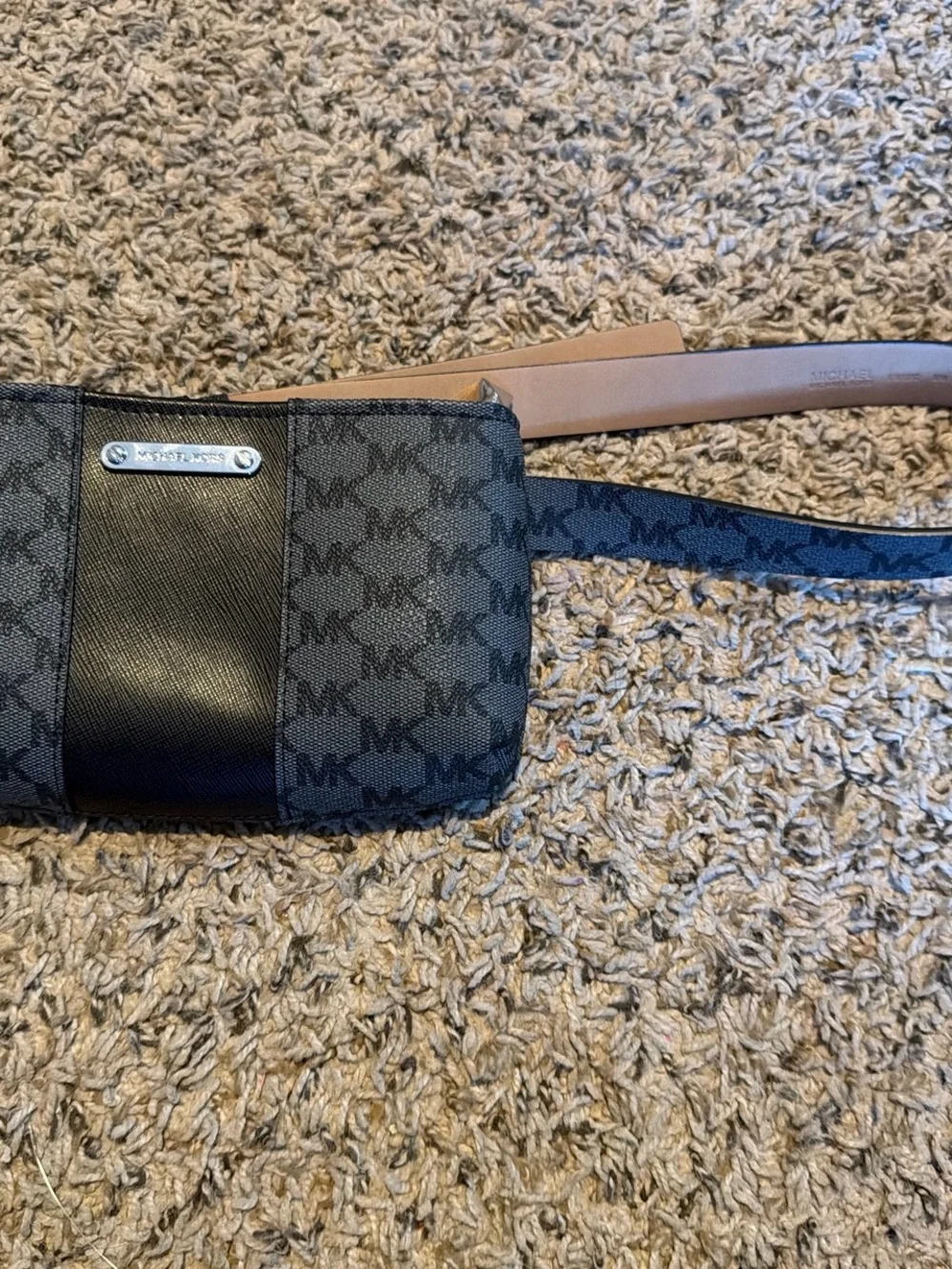 Michael Kors Charcoal and Black MK Monogram belt Bag